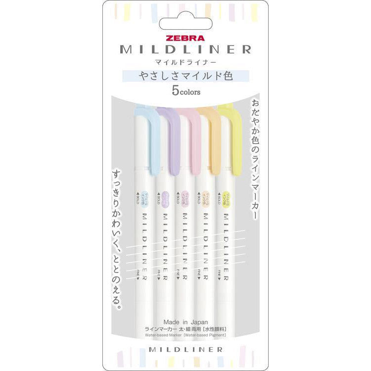 Mildliner Highlighter / Gentle Mild Colors - 5-Color Set
