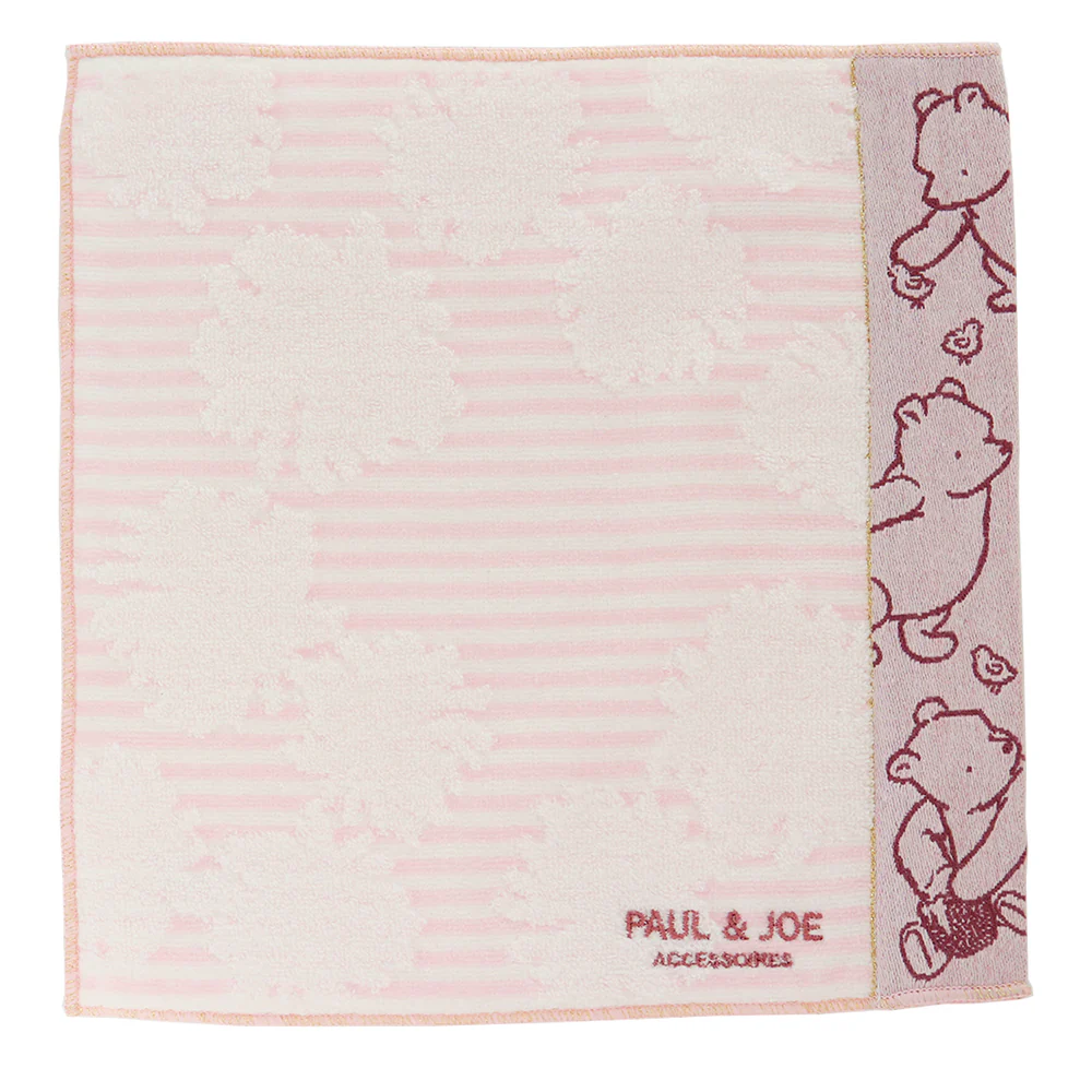 PAUL & JOE × Classic Pooh / Border Towel Handkerchief - Pink