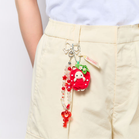 Sylvanian Families / Chocolate Rabbit Baby Keychain – Strawberry – Japan Original