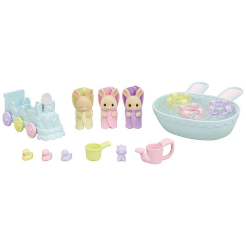 Sylvanian Families / Milk Rabbit Triplets – Bathtime Set_comtents