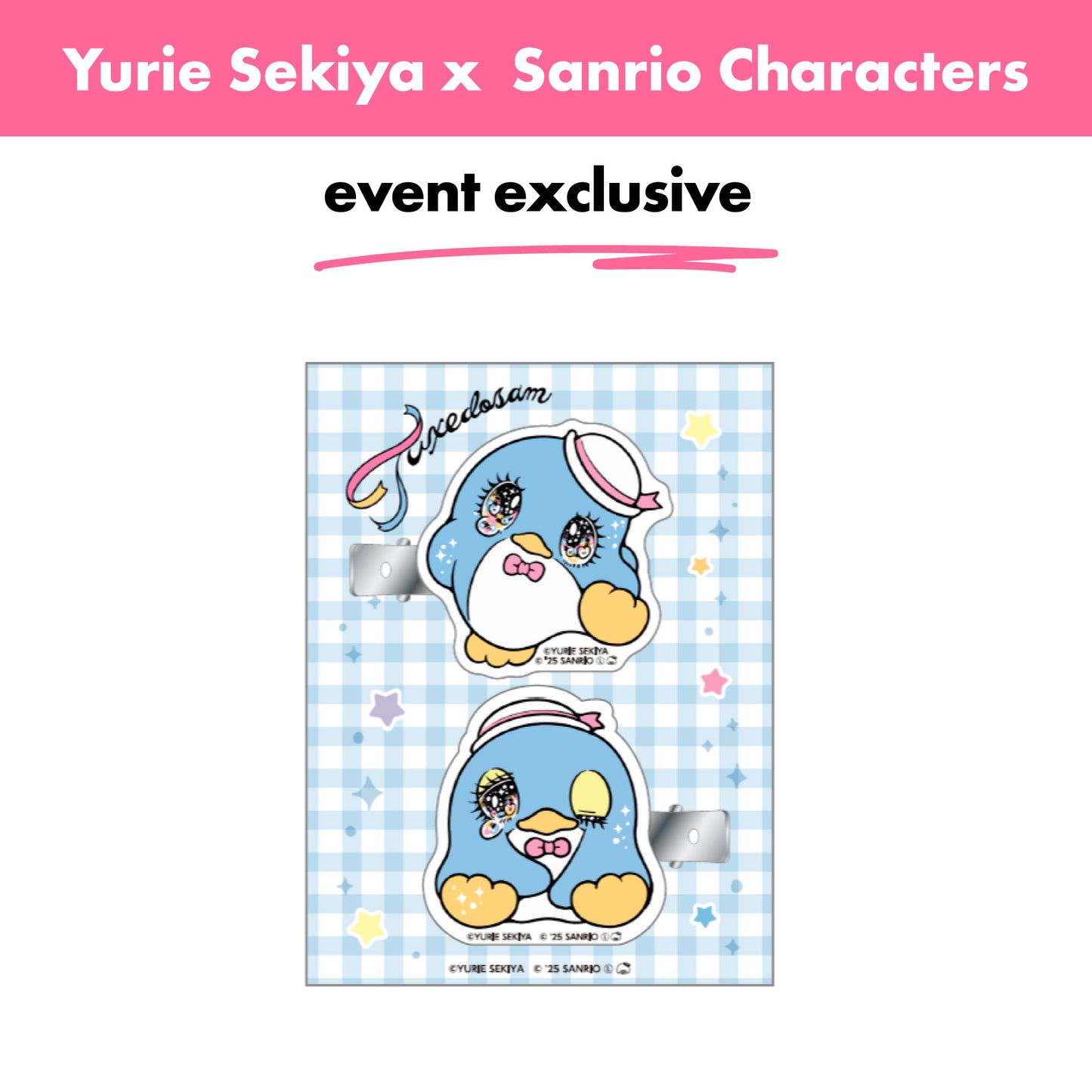 Japan event exclusive_ Yurie Sekiya × Sanrio Characters / Acrylic Clip-Tuxedo-Sam