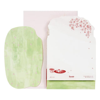 3D Postcard / Cherry blossoms and a Cat at a Hanami Picnic