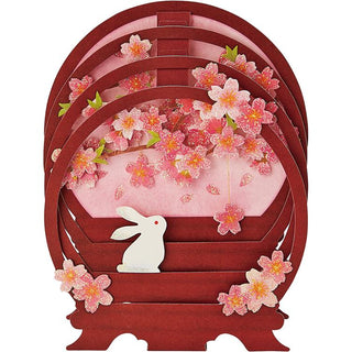 3D Postcard / Cherry blossoms and a Bunny