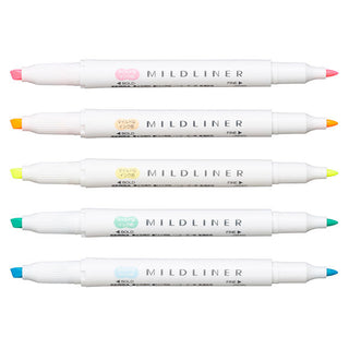 Mildliner Highlighter / Soft Fluorescent Colors - 5-Color Set
