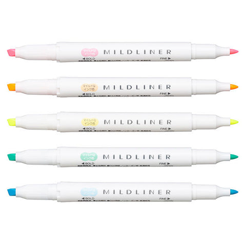 Mildliner Highlighter / Soft Fluorescent Colors - 5-Color Set