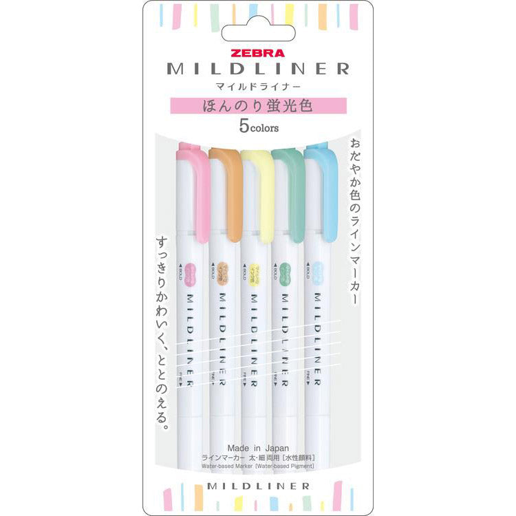 Mildliner Highlighter / Soft Fluorescent Colors - 5-Color Set