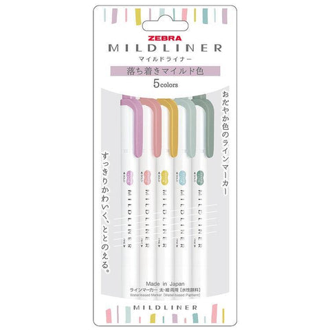 Mildliner Highlighter / Serene Mild Colors - 5-Color Set