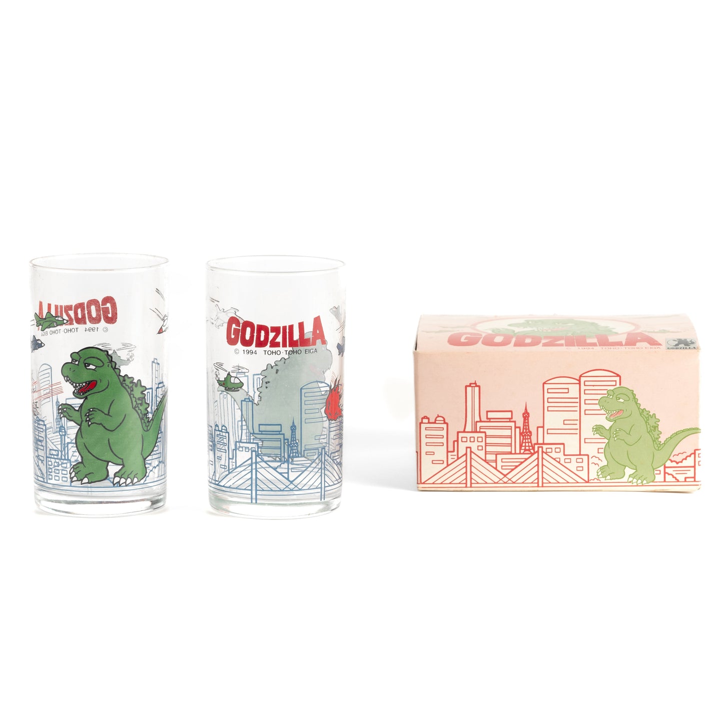 Godzilla /  Vintage 2 Glasses - Toho 1994