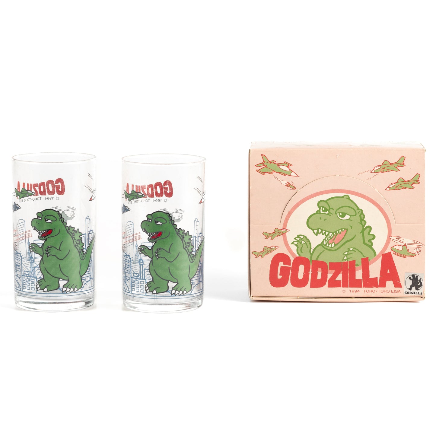 Godzilla /  Vintage 2 Glasses - Toho 1994