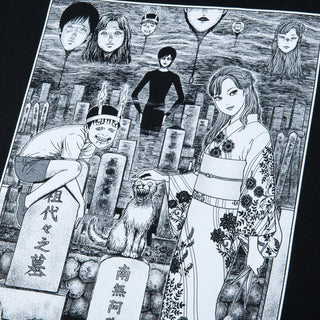 Junji Ito / Original Illustration T-Shirt – Black (Tomie, Souichi, Bishonen, Gyaron, Hanging Balloons)