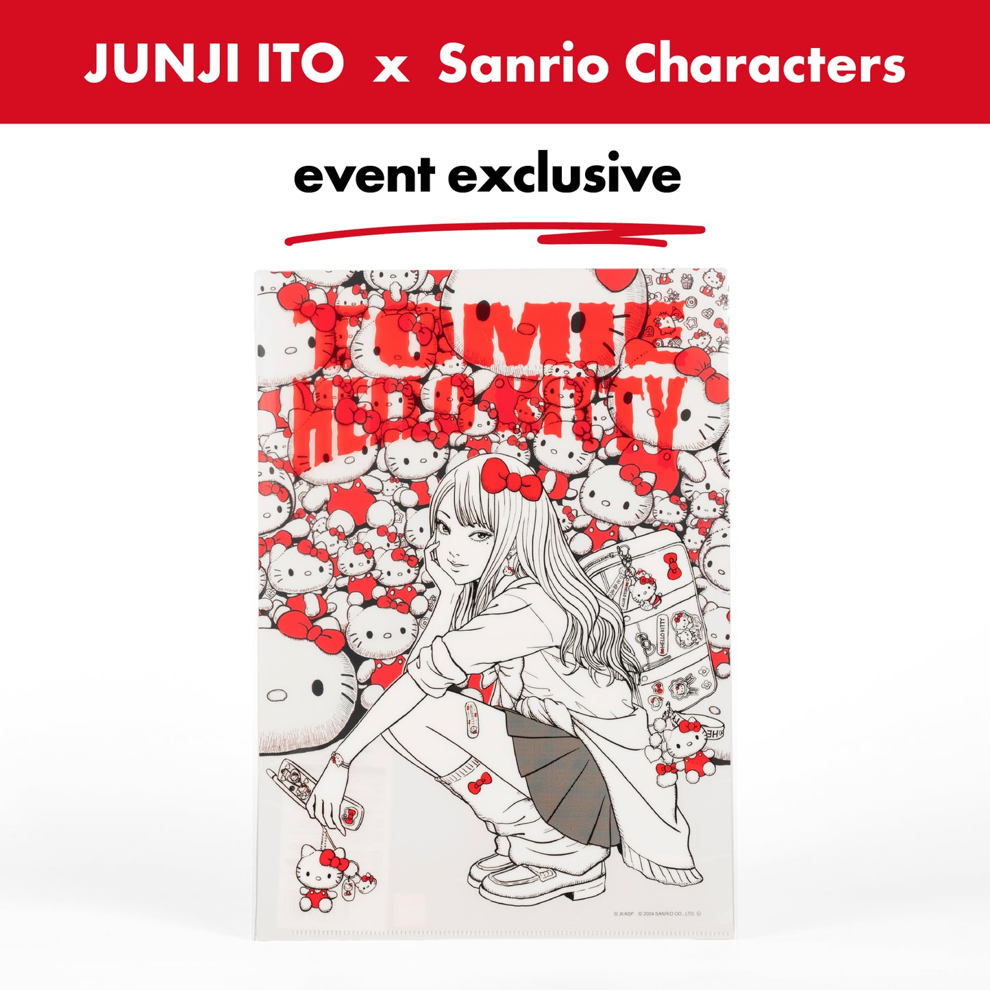 Junji Ito x Sanrio Collaboration / Clear File Folder - Gal Tomie x Hello Kitty