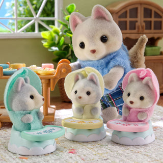 Sylvanian Families / Husky Triplets - Baby Chair Set – Japan Original03