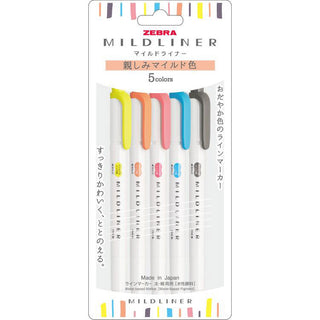 Mildliner Highlighter / Friendly Mild Colors - 5-Color Set
