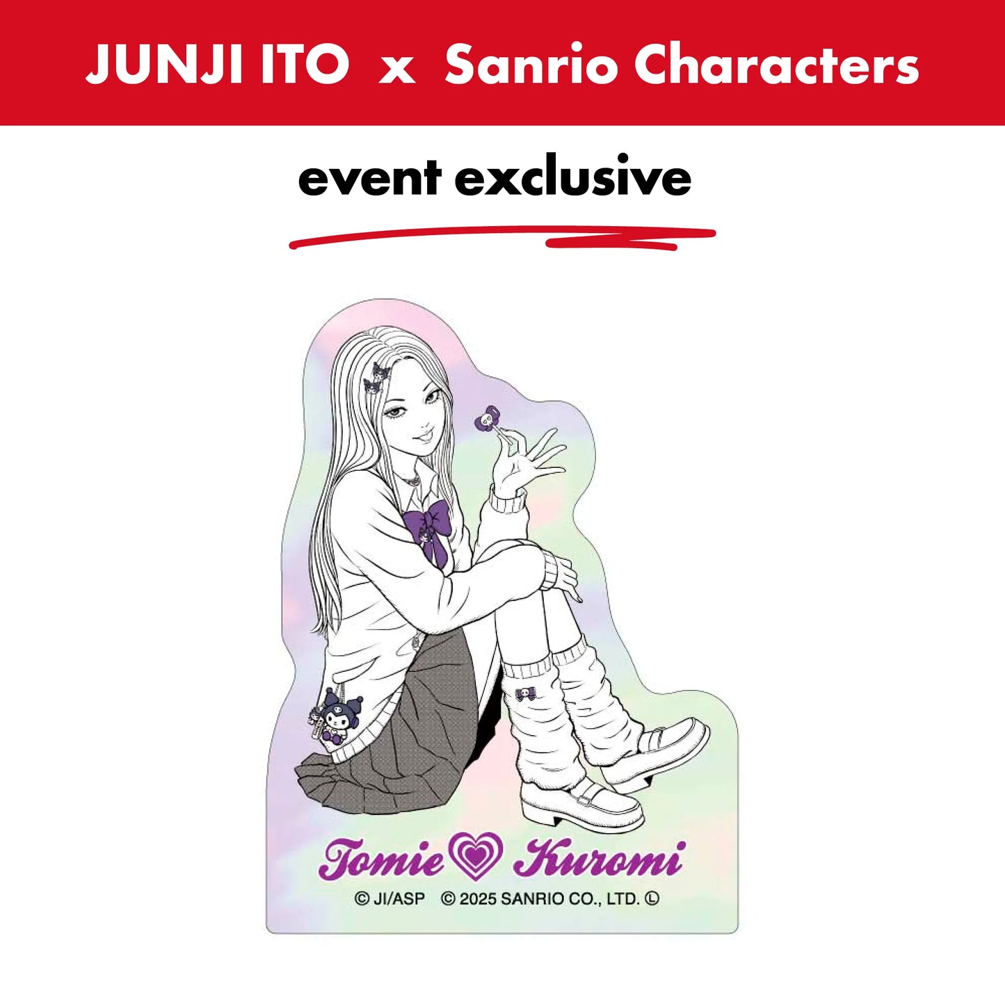 junji-ito-x-sanrio-collaboration-aurora-sticker-gal-tomie-x-kuromi-otakupopmall