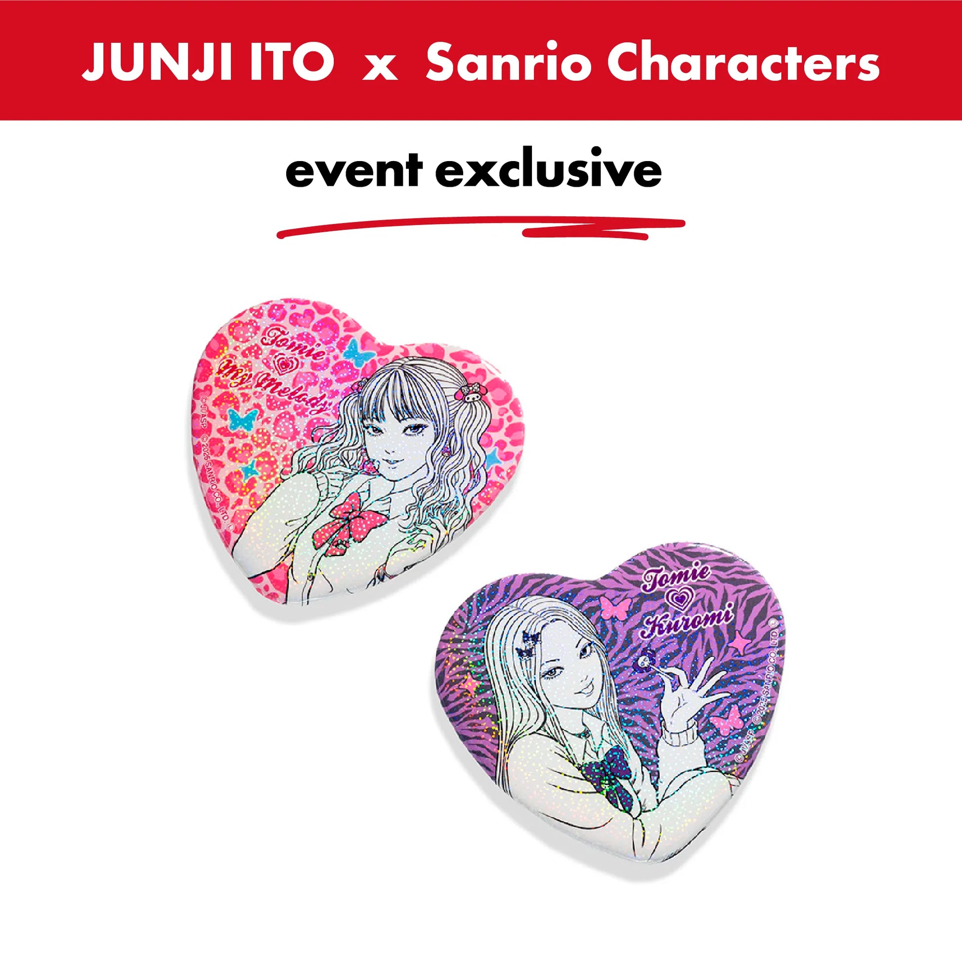 junji-ito-x-sanrio-collaboration-holographic-heart-pin-badge-gal-tomie-x-my-melody-x-kuromi-set-otakupopmall