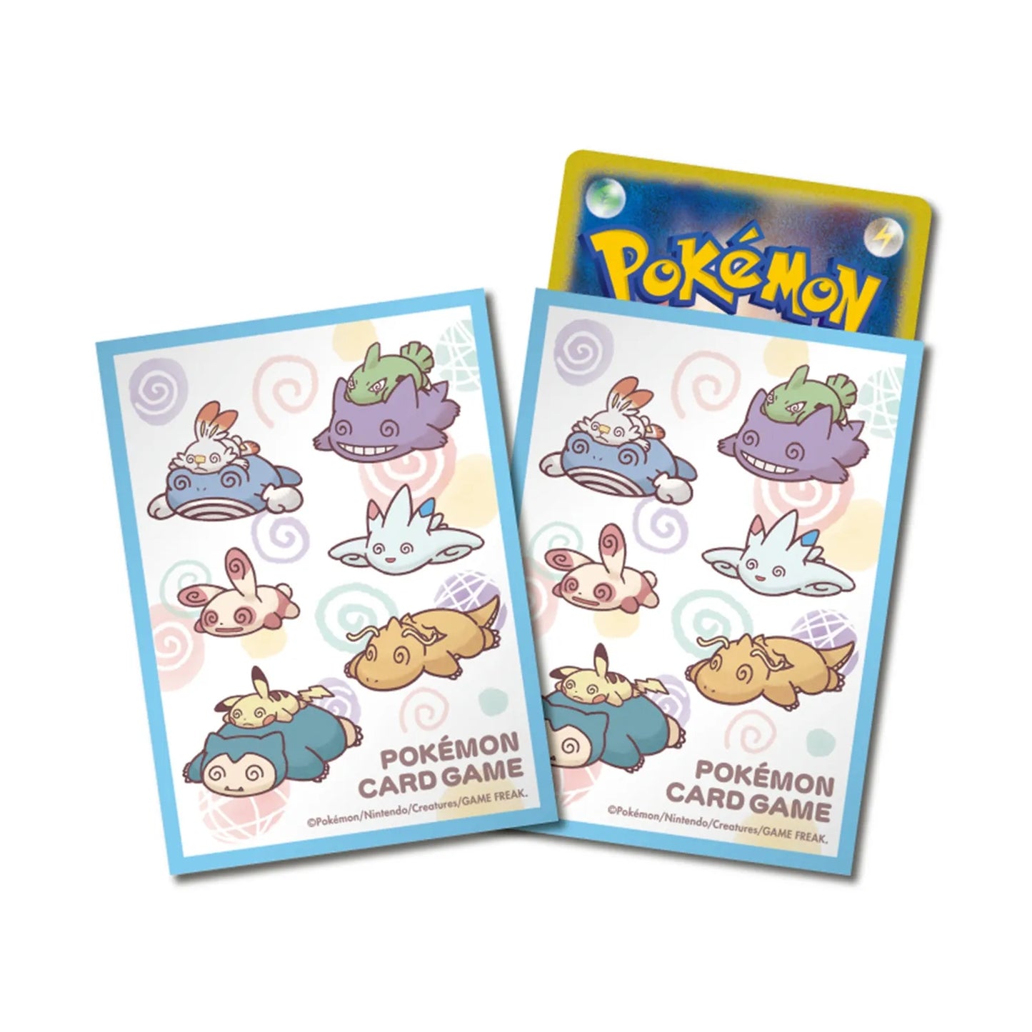 pok-mon-trading-card-game-card-sleeves-fainted-blue-pikachu-snorlax-dragonite-gengar-poliwhirl-larvitar01