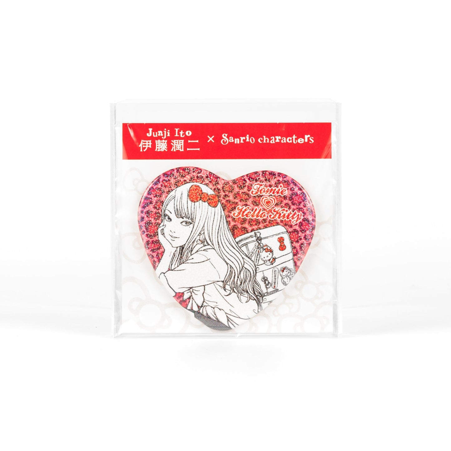 Junji Ito x Sanrio Collaboration / Holographic Heart Pin Badge - Gal Tomie x Hello Kitty