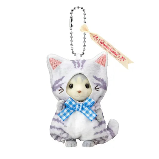 Sylvanian Families / Keychain - Husky Girl - Cat Costume - Japan Original